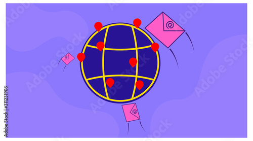 landing page illustration of target email marketing. Blank email targeting template. eps10 vector