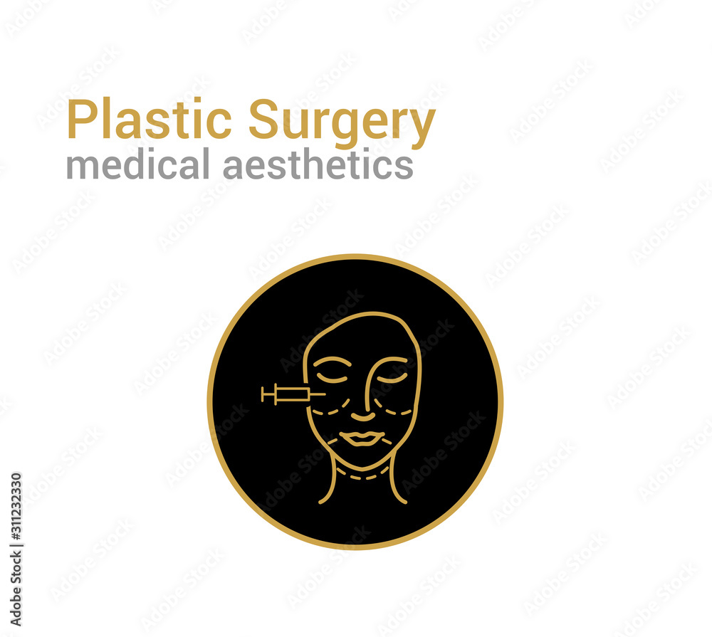 facial filler, Plastic surgery,Medical Aesthetic and beauty Line in the gold icon