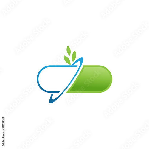 Capsule pharmacy medical logo template