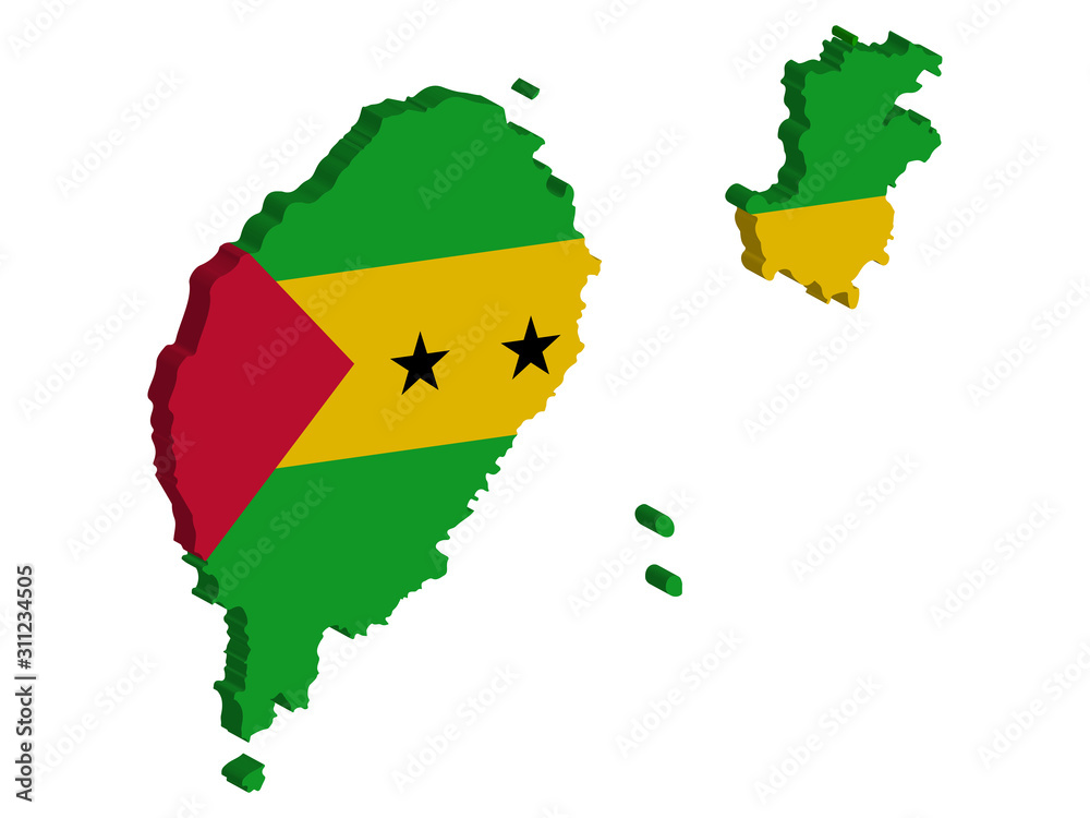 Fototapeta premium Sao Tome and Principe map flag vector 3D