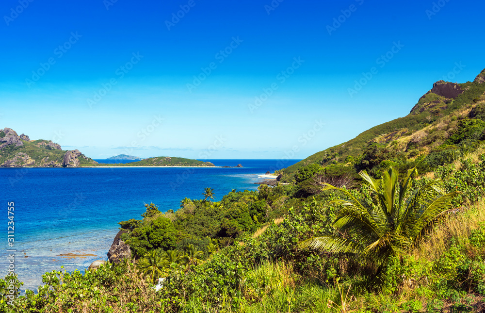 Tropical landscape of the island, Fiji. Copy space for text. Tropical landscape of the island, Fiji. Copy space for text.