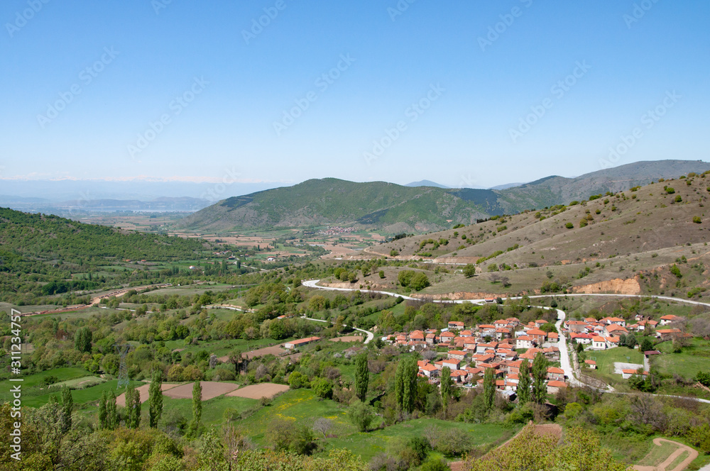 landscape with mountains and blue sky in Greece