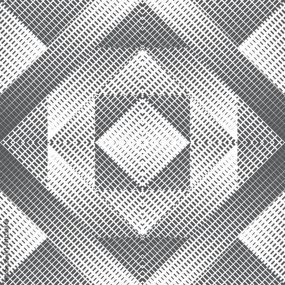 Abstract seamless pattern of geometric shapes with texture. Optical ...