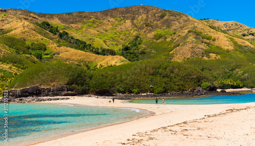 View of the sandy beach of the island  Fiji.