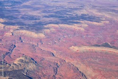 Grand Canyon National Park in Arizona, aerial view from airplane, UNESCO World Heritage Centre Geological history site. In the United States of America. USA. © Jeremy