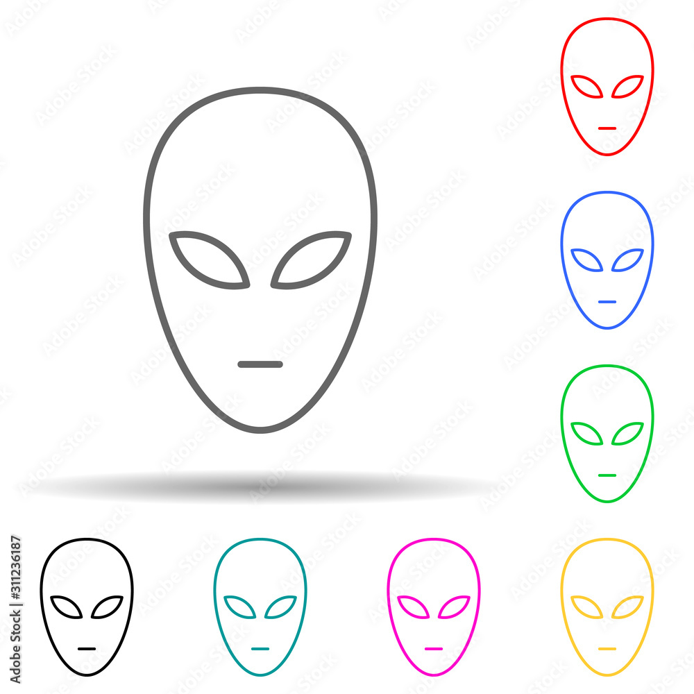 alien multi color style icon. Simple thin line, outline vector of Scientifics study icons for ui and ux, website or mobile application alien multi color style icon. Simple thin line, outline vector of Scientifics study icons for ui and ux, website or mobile application