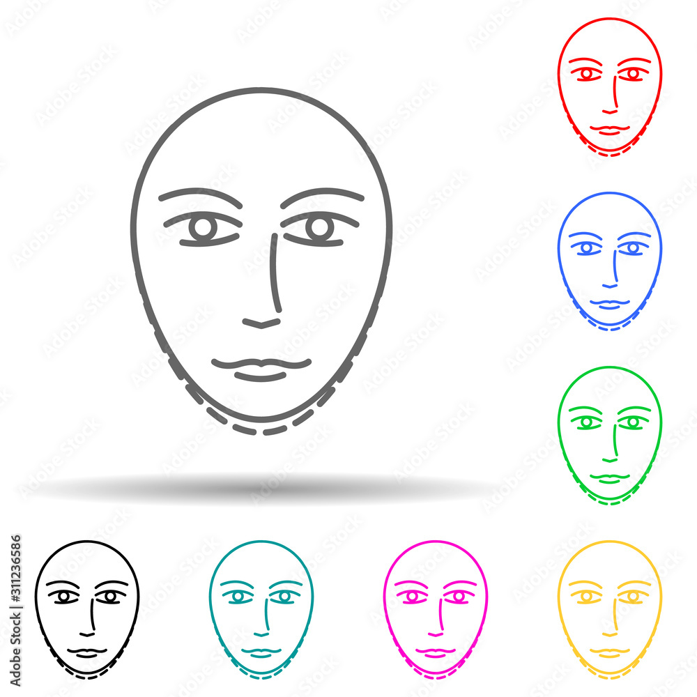 Anti aging neck surgery multi color style icon. Simple thin line, outline vector of anti agies icons for ui and ux, website or mobile application Anti aging neck surgery multi color style icon. Simple thin line, outline vector of anti agies icons for ui and ux, website or mobile application