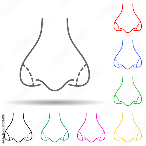 Nose esthetic surgery multi color style icon. Simple thin line, outline vector of anti agies icons for ui and ux, website or mobile application
