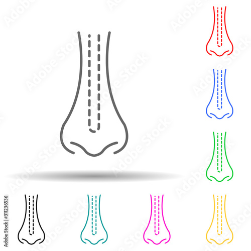 Nose esthetic surgery multi color style icon. Simple thin line, outline vector of anti agies icons for ui and ux, website or mobile application