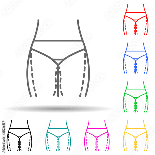 Beauty, cellulite leg thin multi color style icon. Simple thin line, outline vector of anti agies icons for ui and ux, website or mobile application
