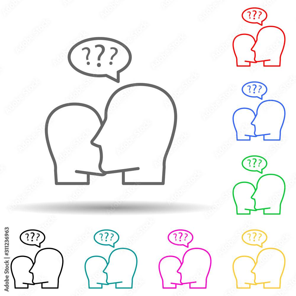 Conversation talking multi color style icon. Simple thin line, outline vector of artifical icons for ui and ux, website or mobile application