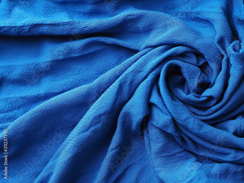 Abstract blue fabric cloth background texture..