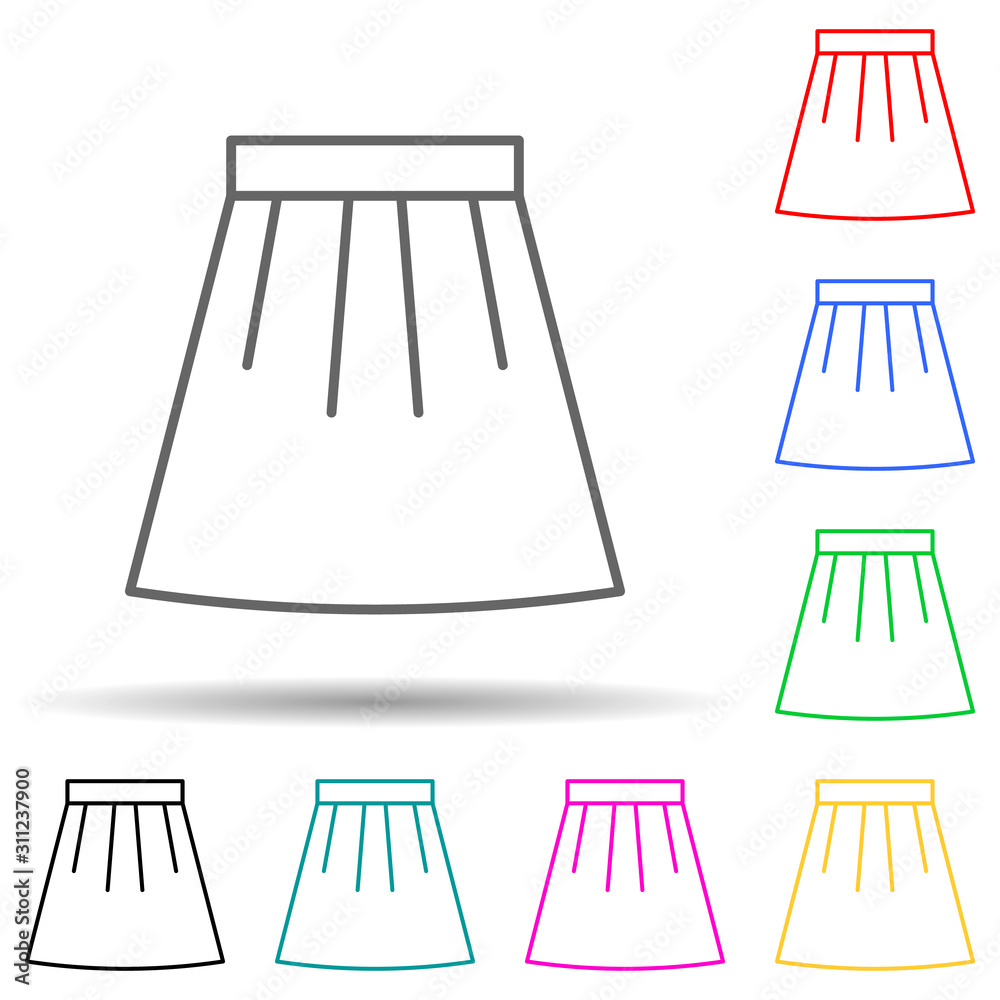 skirt multi color style icon. Simple thin line, outline vector of clothes icons for ui and ux, website or mobile application skirt multi color style icon. Simple thin line, outline vector of clothes icons for ui and ux, website or mobile application