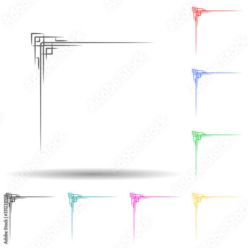 Vintage Corner elements multi color style icon. Simple thin line, outline vector of corner border element icons for ui and ux, website or mobile application