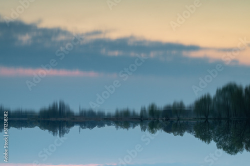 Fototapeta Naklejka Na Ścianę i Meble -  Abstract inverted evening landscape.