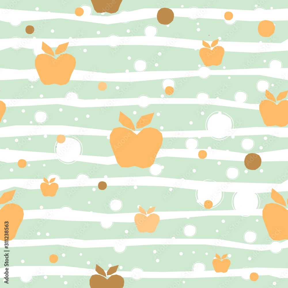 Cute Seamless Pattern with colorful ball on paper background with stripes. Hand Drawn.