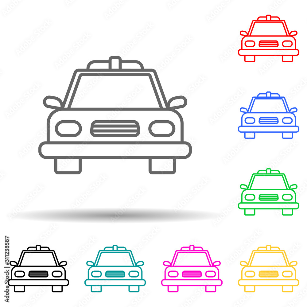 police car multi color style icon. Simple thin line, outline vector of crime Investigation icons for ui and ux, website or mobile application