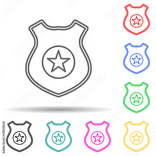police badge multi color style icon. Simple thin line, outline vector of crime Investigation icons for ui and ux, website or mobile application