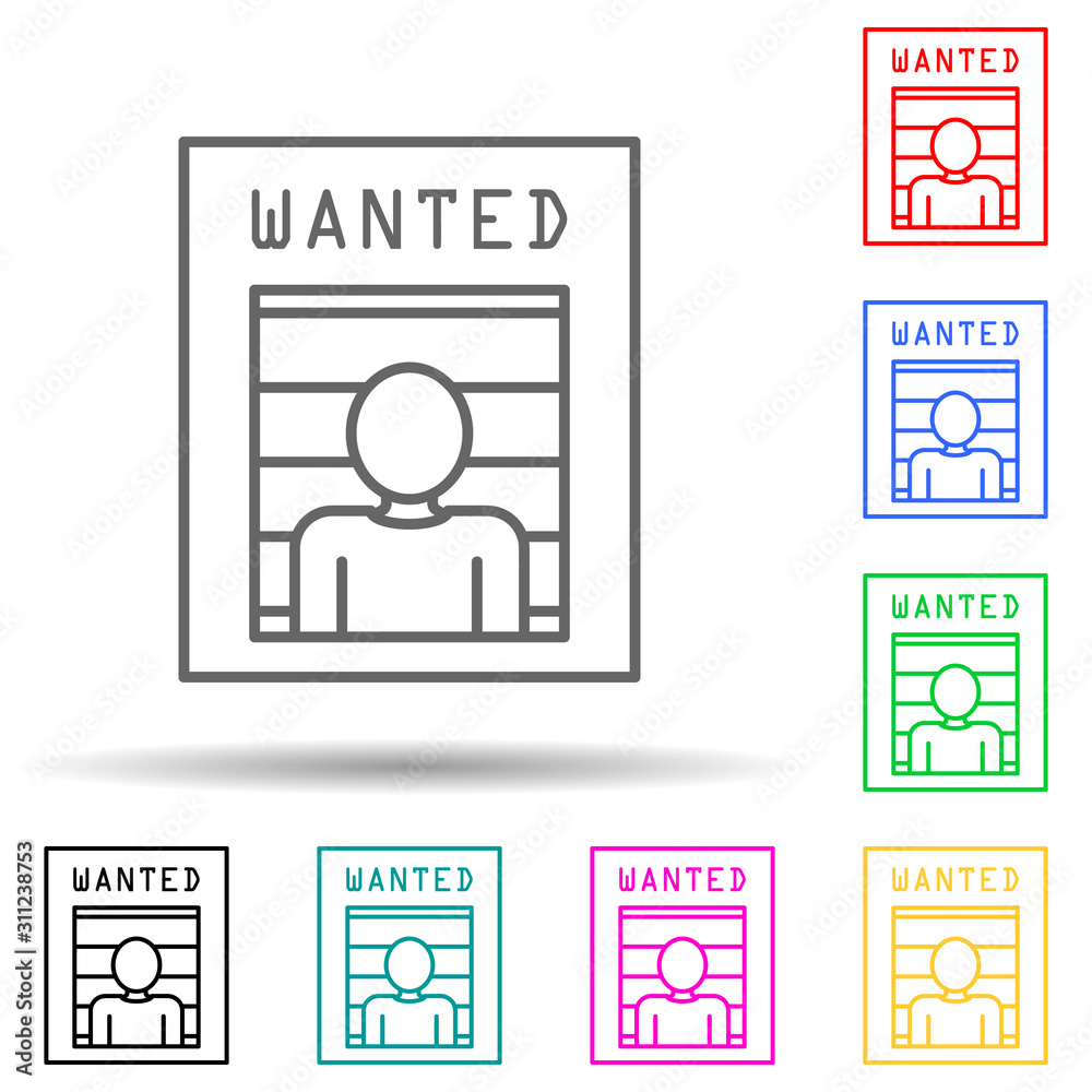 Fototapeta premium search for a criminal multi color style icon. Simple thin line, outline vector of crime Investigation icons for ui and ux, website or mobile application