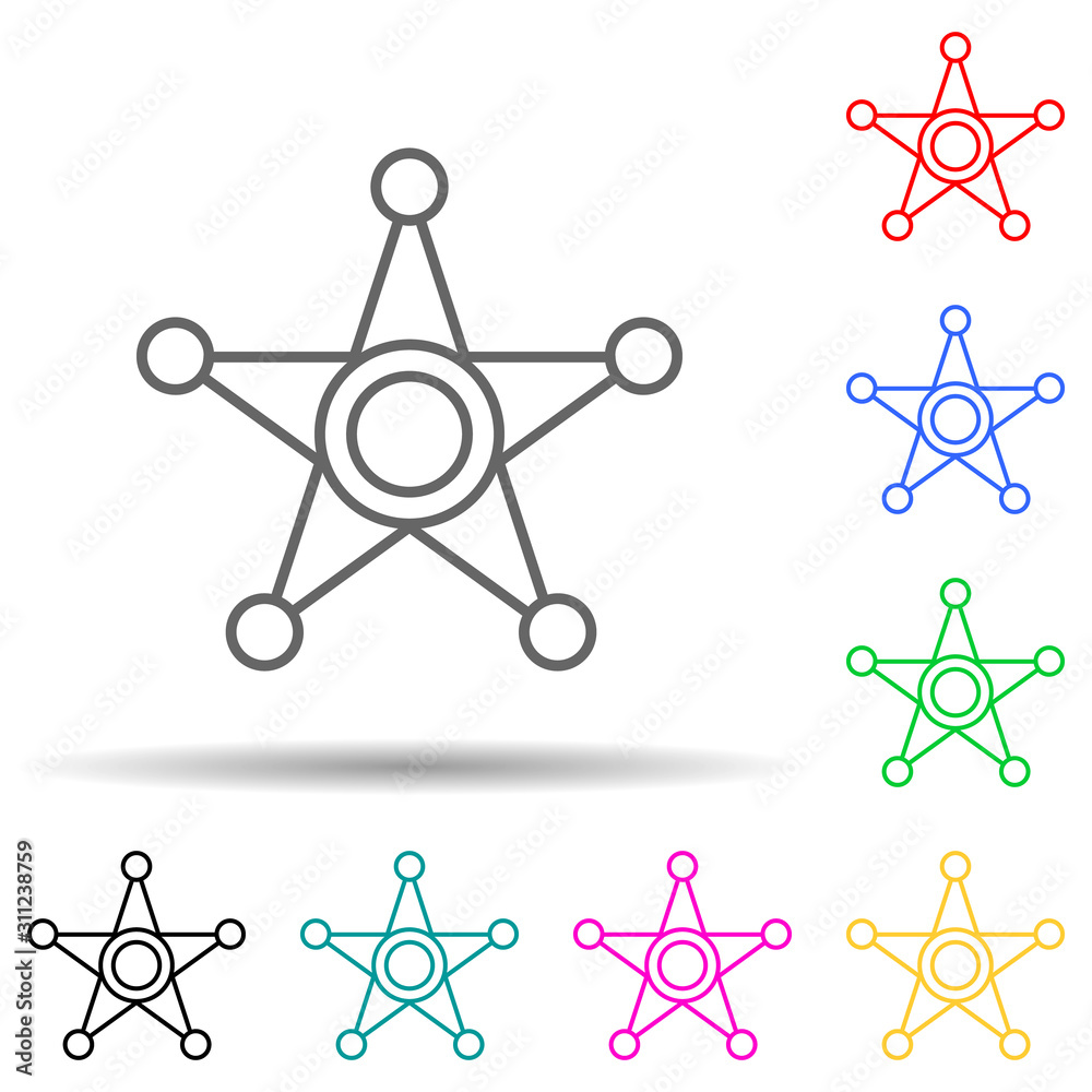 police badge multi color style icon. Simple thin line, outline vector of crime Investigation icons for ui and ux, website or mobile application