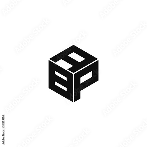 ABP triple cubic alphabet letter vector geometric font icon & Logo for your design. photo