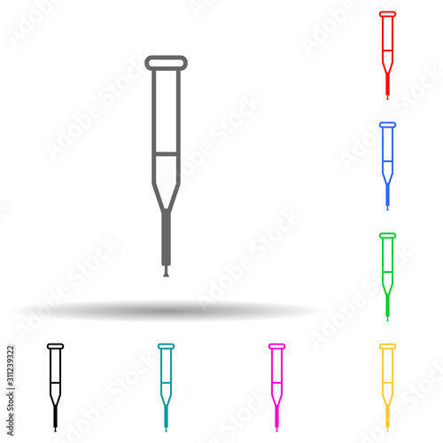 crutch multi color style icon. Simple thin line, outline vector of disabled icons for ui and ux, website or mobile application