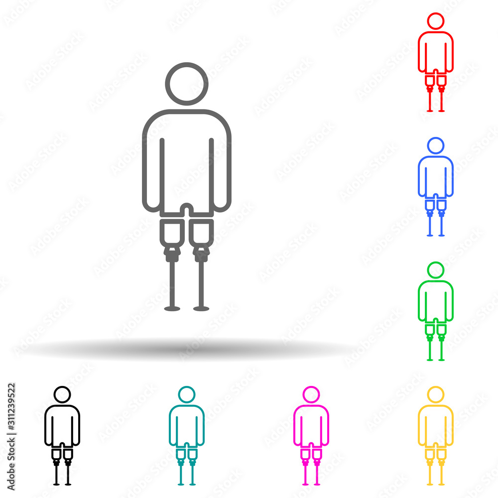 man with leg prosthesis multi color style icon. Simple thin line, outline vector of disabled icons for ui and ux, website or mobile application man with leg prosthesis multi color style icon. Simple thin line, outline vector of disabled icons for ui and ux, website or mobile application