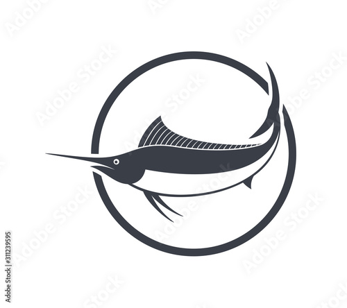 Marlin logo. Isolated marlin on white background