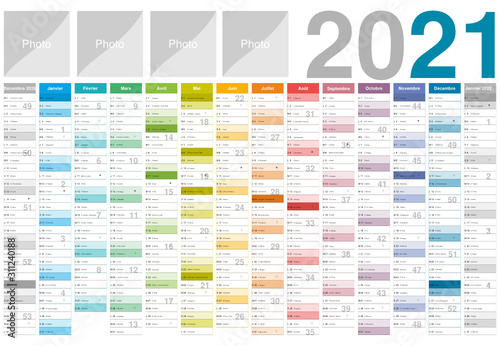 Format 650x450 mm - Calendrier 2021 pour entreprise avec logo sur 14 mois multicaque - modifiable - texte arial