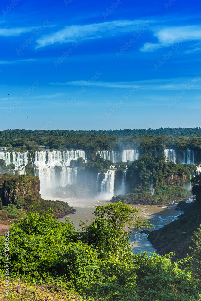 Waterfalls Cataratas Foz de Iguazu, Brazil. Vertical.