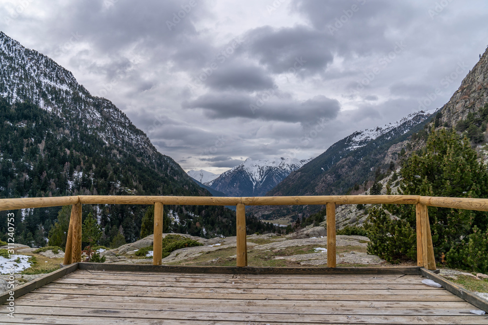 Balcony of Sant Esperit in National Park of Aigüestortes and lake of Sant Maurici.