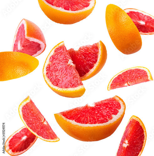 healthy food. grapefruit with slices on a white background
