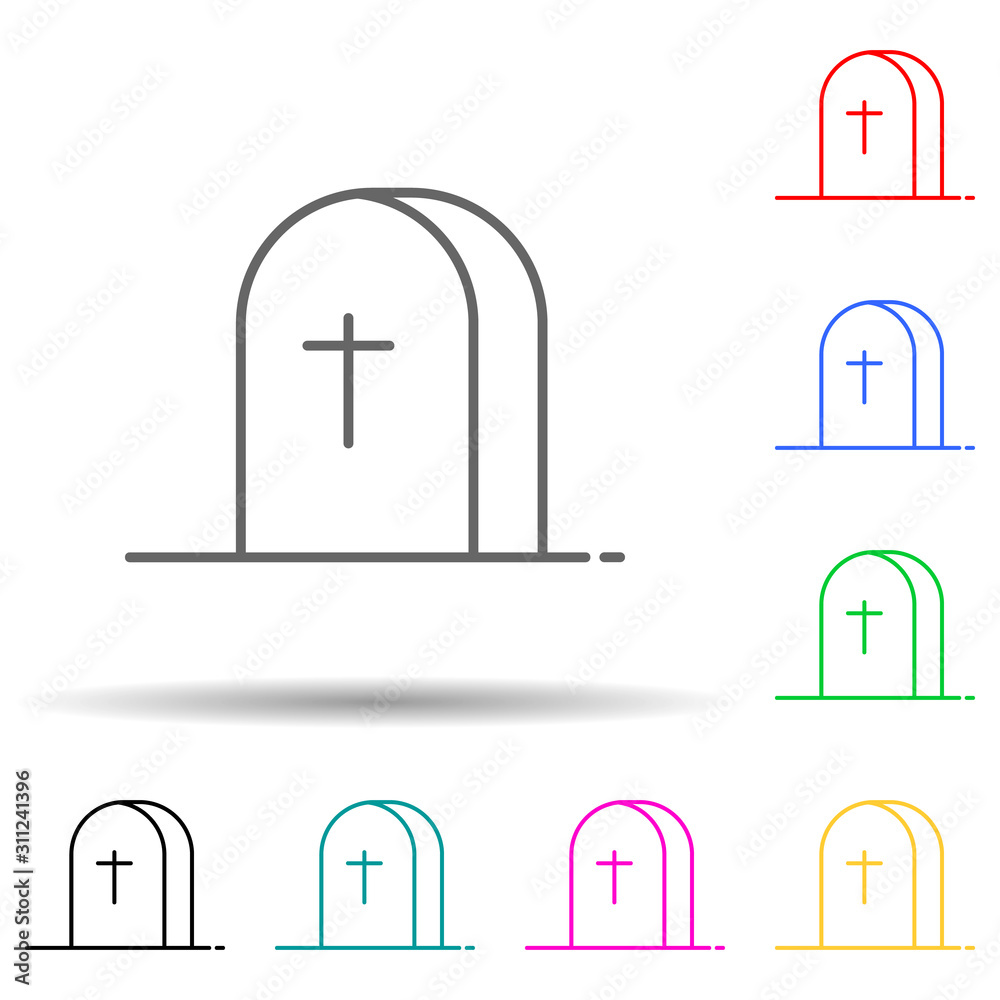 Halloween coffin multi color style icon. Simple thin line, outline vector of halloween icons for ui and ux, website or mobile application Halloween coffin multi color style icon. Simple thin line, outline vector of halloween icons for ui and ux, website or mobile application