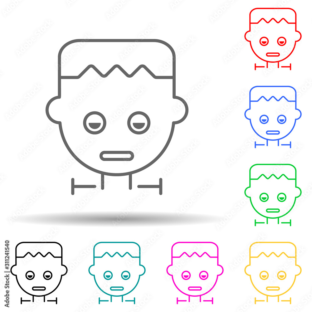 Frankenstein zombie mask multi color style icon. Simple thin line, outline vector of halloween icons for ui and ux, website or mobile application Frankenstein zombie mask multi color style icon. Simple thin line, outline vector of halloween icons for ui and ux, website or mobile application