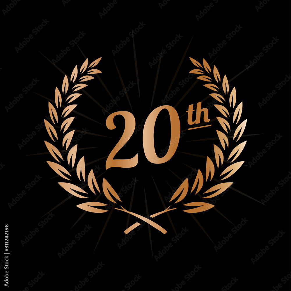 Obraz premium 20 years anniversary design template. Twentieth anniversary celebration logo. Vector and illustration.