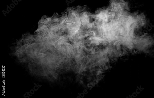 White smoke cloud on black background