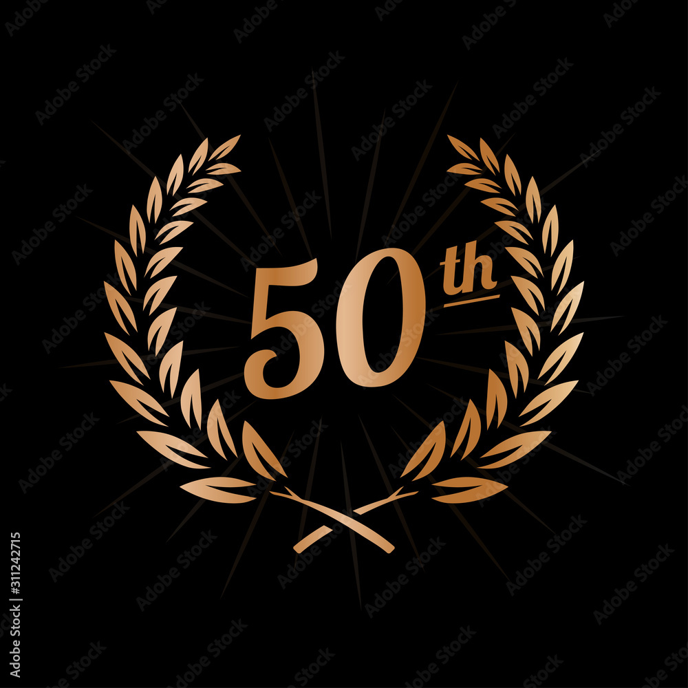Obraz premium 50 years anniversary design template. Fiftieth anniversary celebration logo. Vector and illustration.