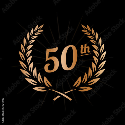 50 years anniversary design template. Fiftieth anniversary celebration logo. Vector and illustration.