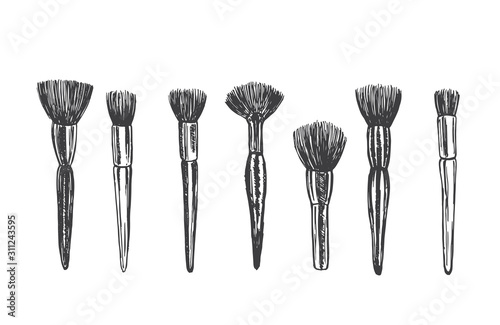 Makeup brushes hand drawn illustration