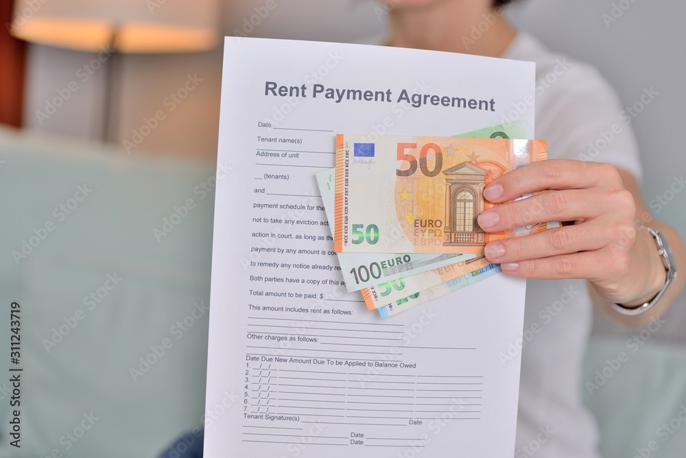 Fototapeta premium Rent payment agreement.