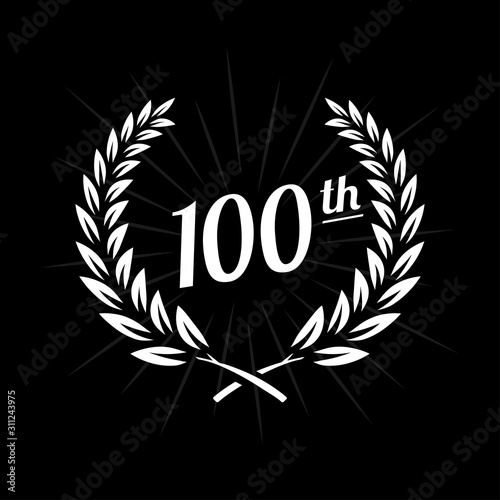 100 years anniversary design template. One hundredth anniversary celebration logo. Vector and illustration.