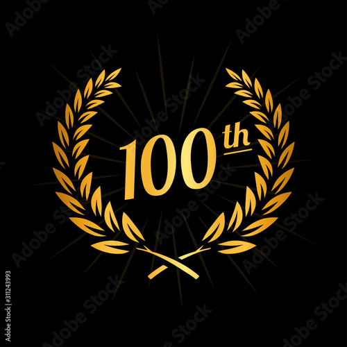 100 years anniversary design template. One hundredth anniversary celebration logo. Vector and illustration.