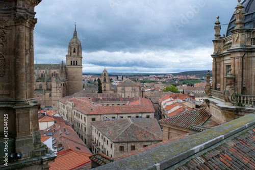 Rooftops on a cloudy day in Salamanca, Spain