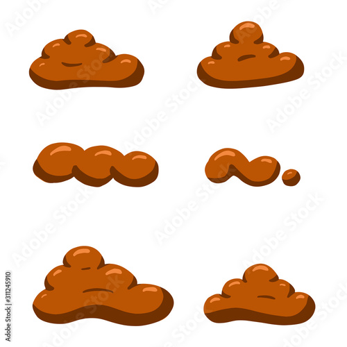 A Collection of Brown Cartoon Poo Poop Faeces 