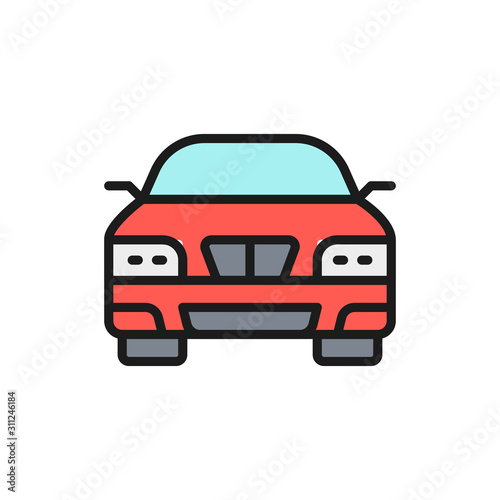 Car  automobile  transport flat color line icon. Isolated on white background