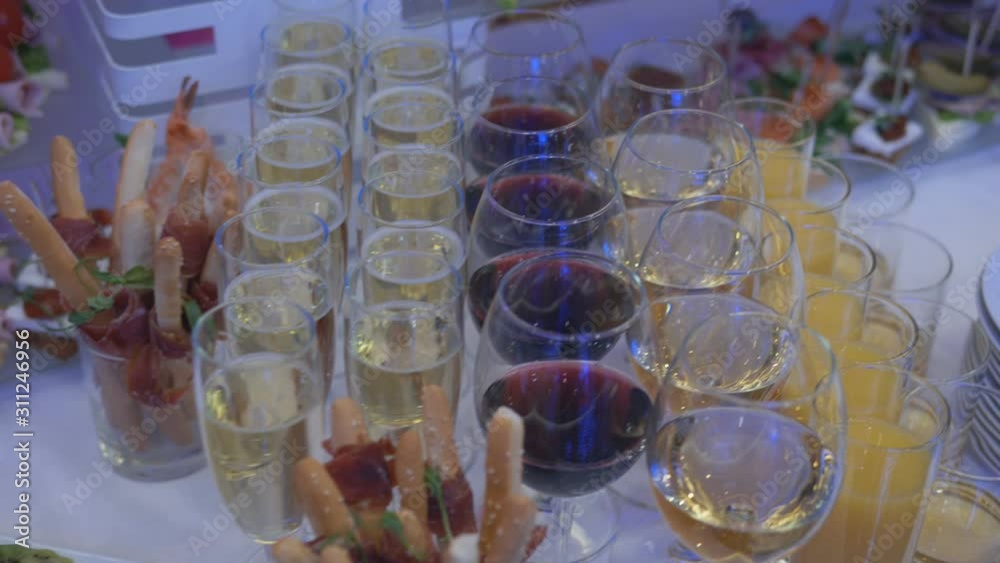 A variety of snacks and alcoholic beverages at the reception. A variety of snacks and alcoholic beverages at the reception.