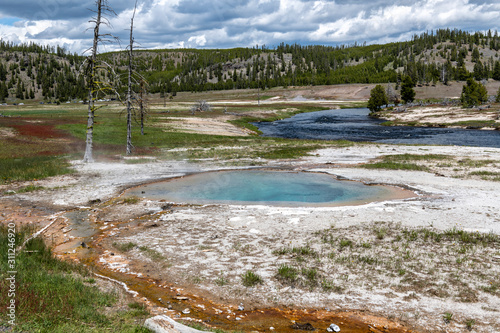 Midway geyser basin landscape at Yellowstone photo