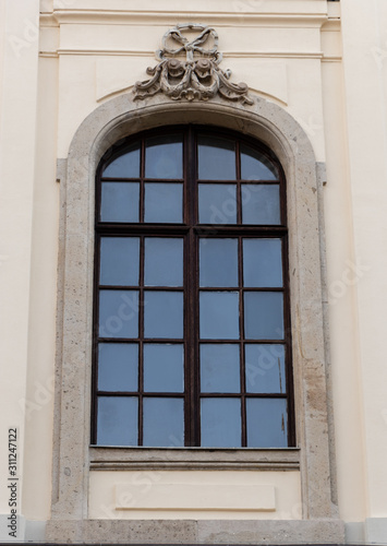 Window with decorated stone frame