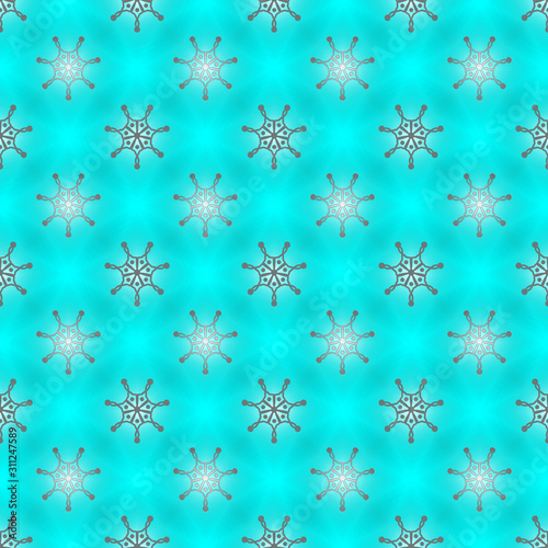  shining snowflakes on  turquoise  background for christmas  new year  Snowflake element seamless pattern illustration Christmas paper wrapping decoration concept.  