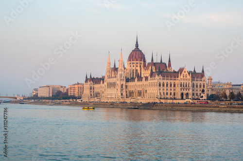 Hungarian parliament in Budapest on the Danube river